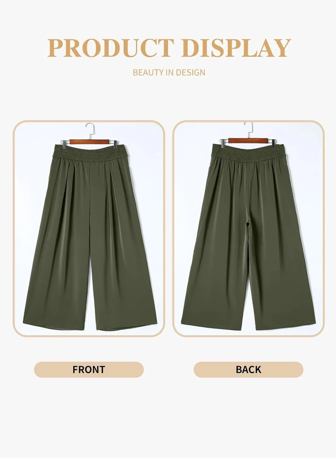 Eytino Women Plus Size Wide Leg Pants Casual Loose Smocked High Waisted Lounge Pajama Palazzo Pants(1X-5X)
