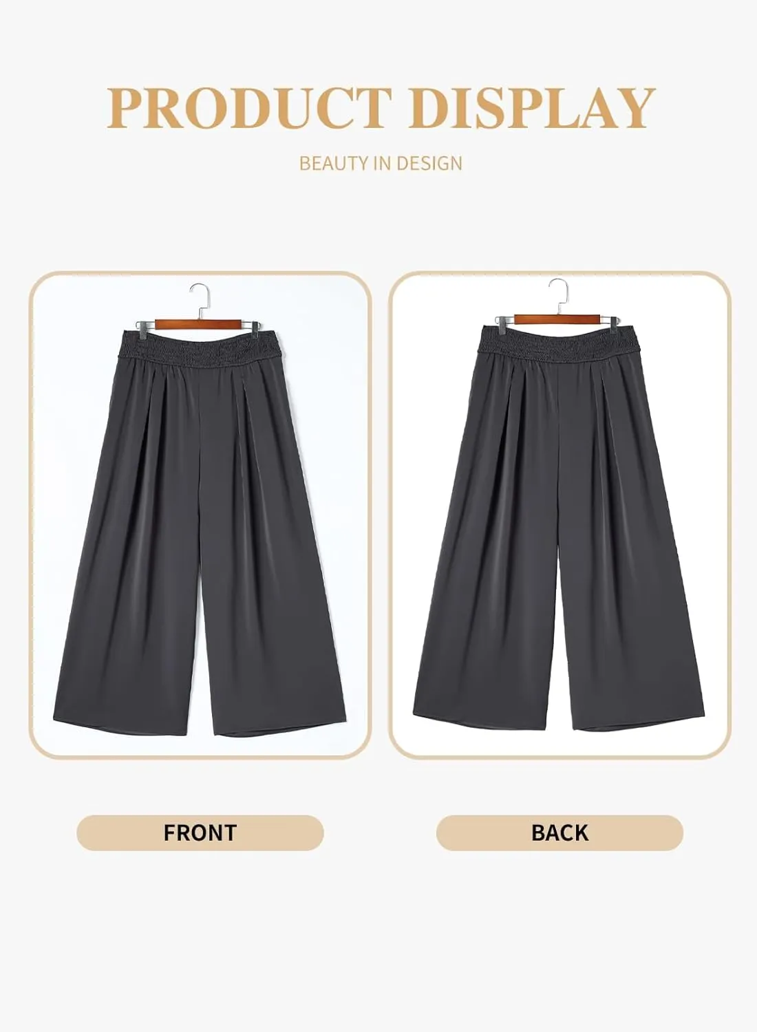 Eytino Women Plus Size Wide Leg Pants Casual Loose Smocked High Waisted Lounge Pajama Palazzo Pants(1X-5X)