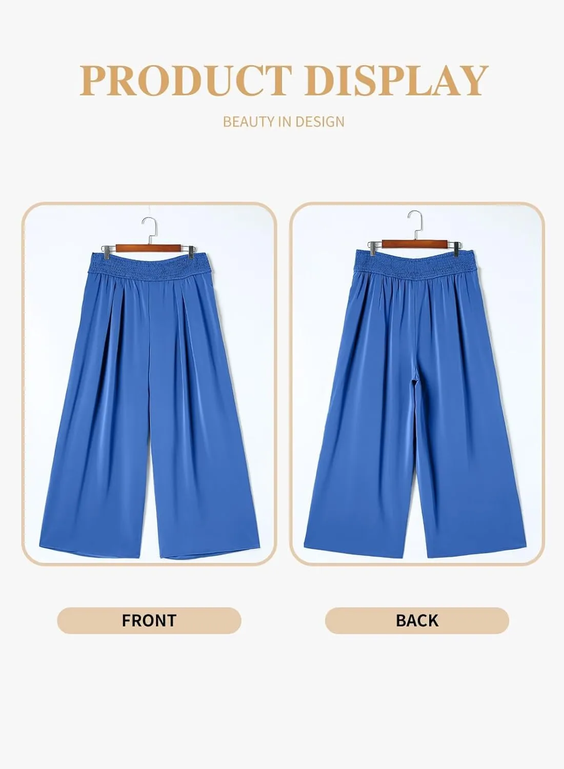 Eytino Women Plus Size Wide Leg Pants Casual Loose Smocked High Waisted Lounge Pajama Palazzo Pants(1X-5X)