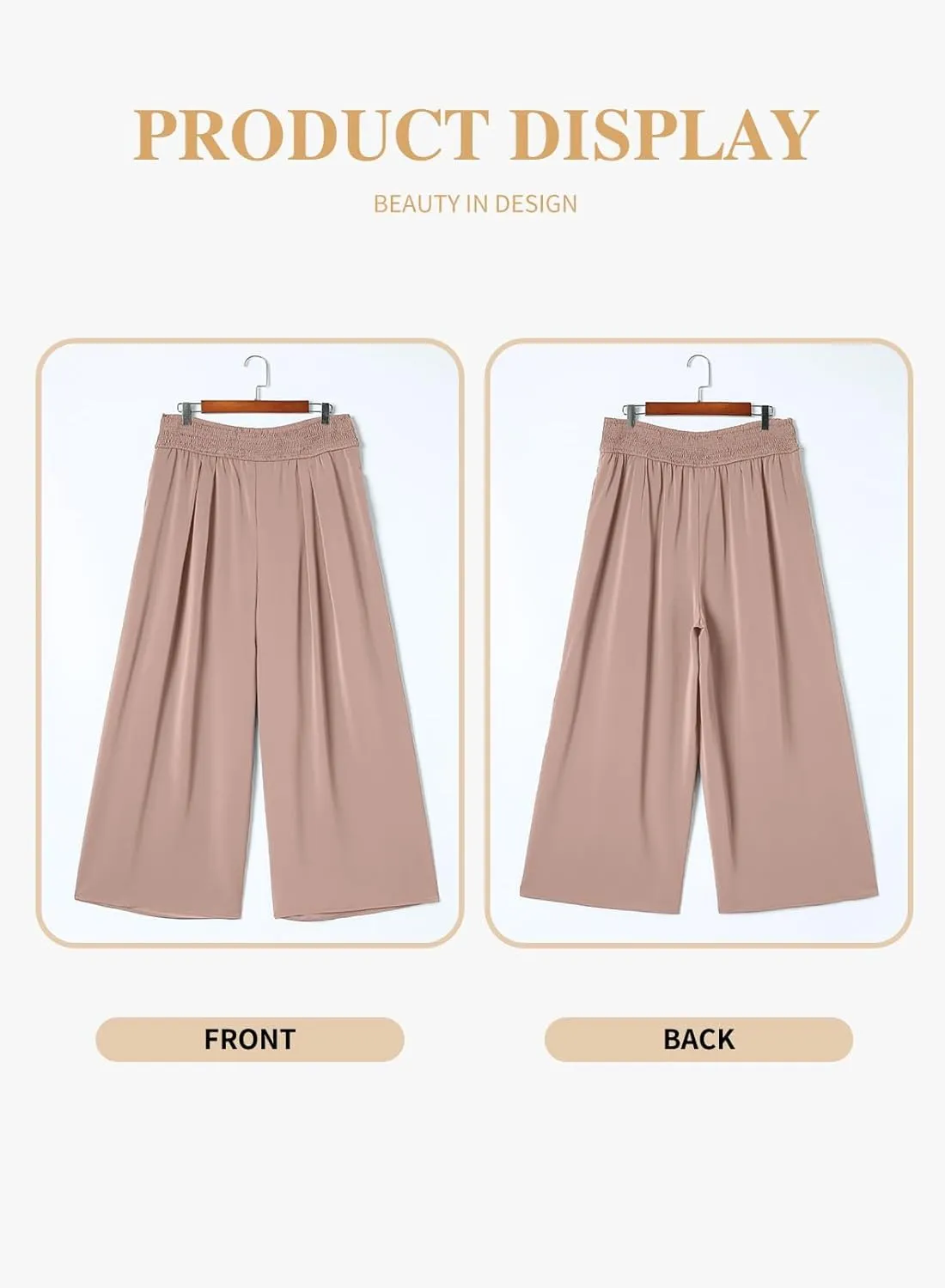 Eytino Women Plus Size Wide Leg Pants Casual Loose Smocked High Waisted Lounge Pajama Palazzo Pants(1X-5X)