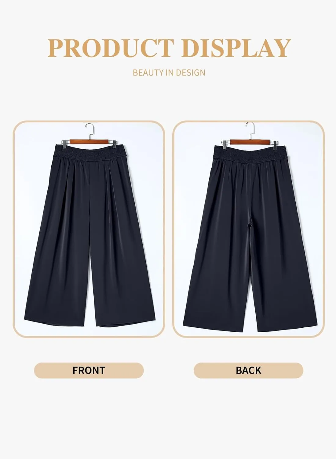 Eytino Women Plus Size Wide Leg Pants Casual Loose Smocked High Waisted Lounge Pajama Palazzo Pants(1X-5X)