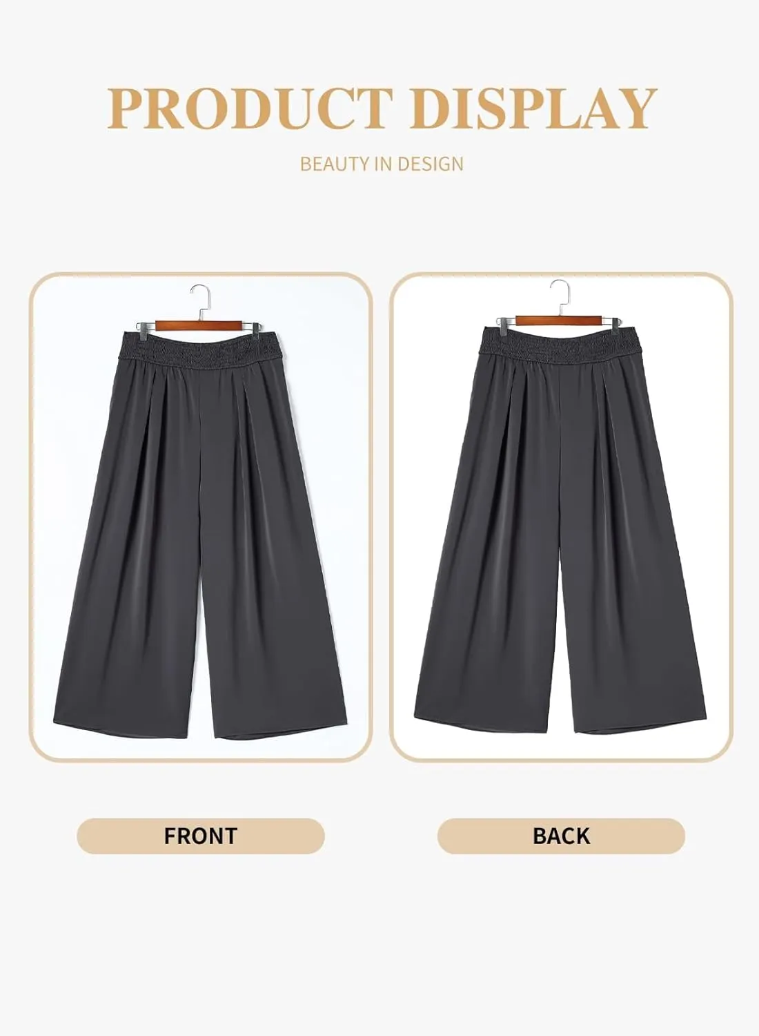 Eytino Women Plus Size Wide Leg Pants Casual Loose Smocked High Waisted Lounge Pajama Palazzo Pants(1X-5X)