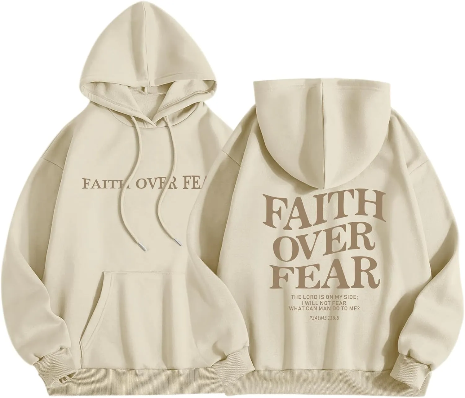 Faith Over Fear Hoodie for Women Christian Jesus Inspirational Sweatshirts Religious Oversized Graphic Pullover Tops