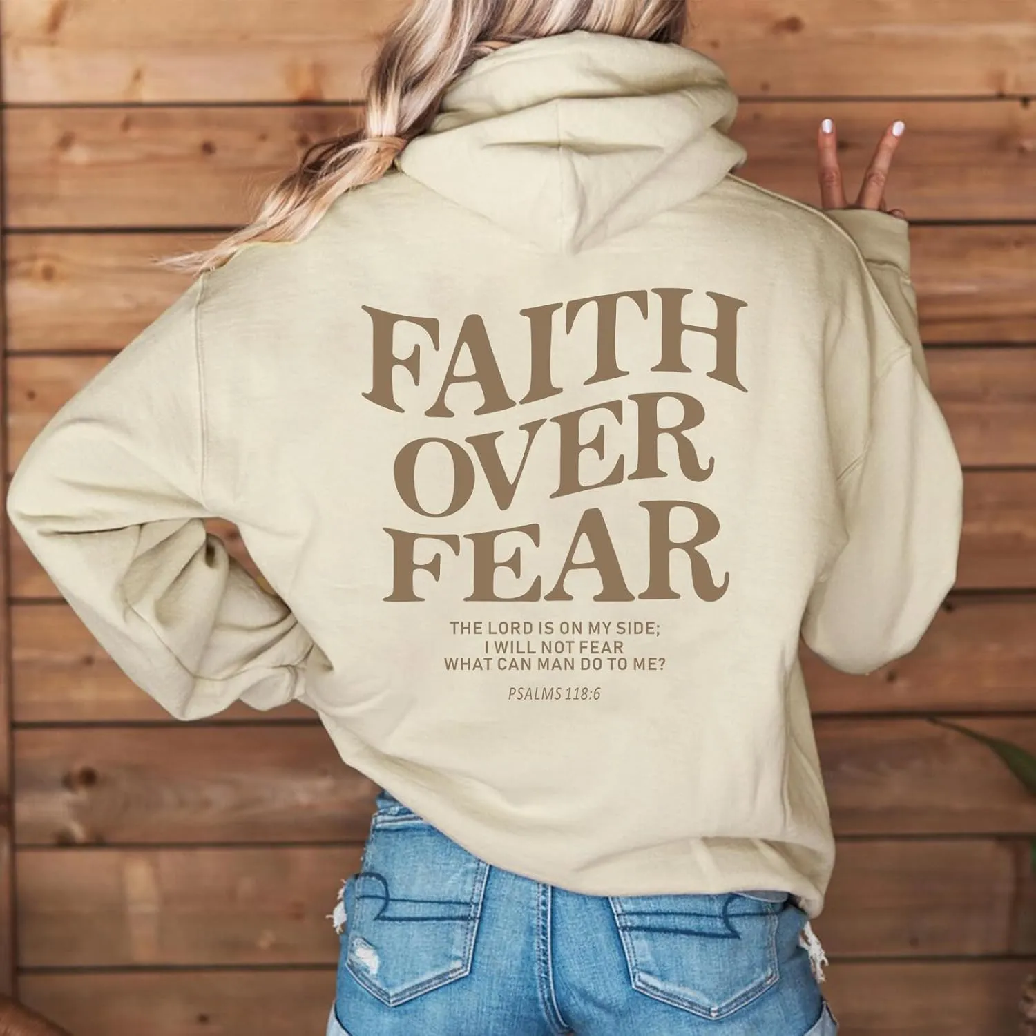 Faith Over Fear Hoodie for Women Christian Jesus Inspirational Sweatshirts Religious Oversized Graphic Pullover Tops