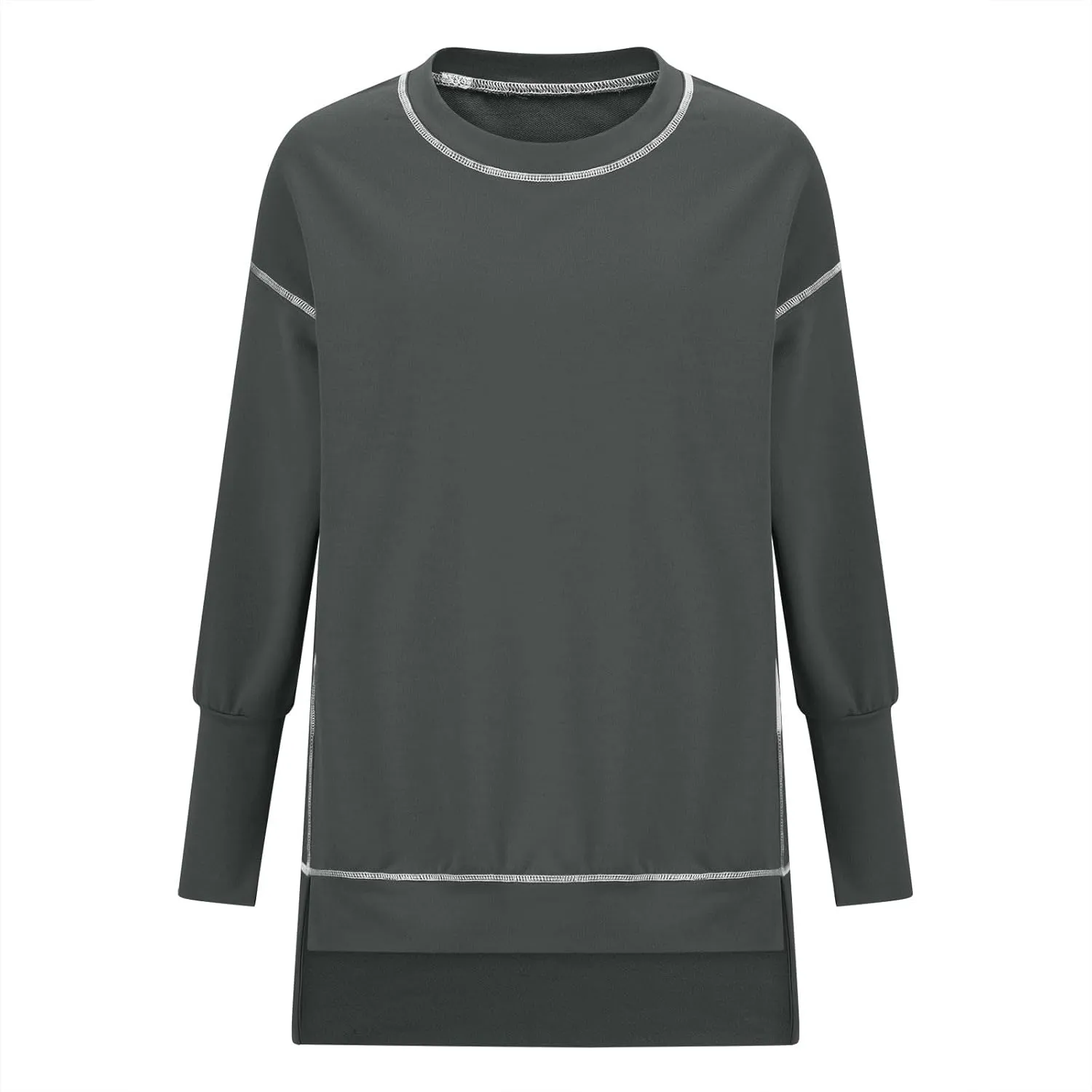 Fall Sweatshirts For Women Trendy 2024 Oversized Long Sleeve Crewneck Pullover Tops Side Slit Slouchy Sweatshirt