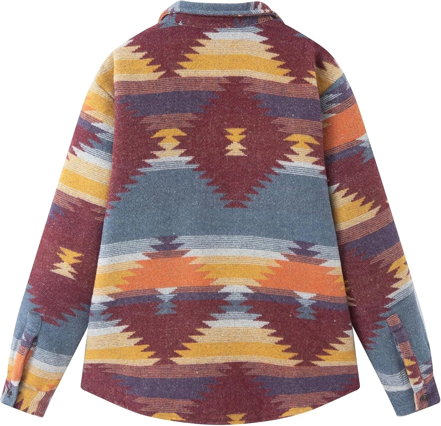 FindThy Mens Brushed Flannel Shirts Ethnic Aztec Print Button Up Lapel Tribal Shirt Jacket Shacket
