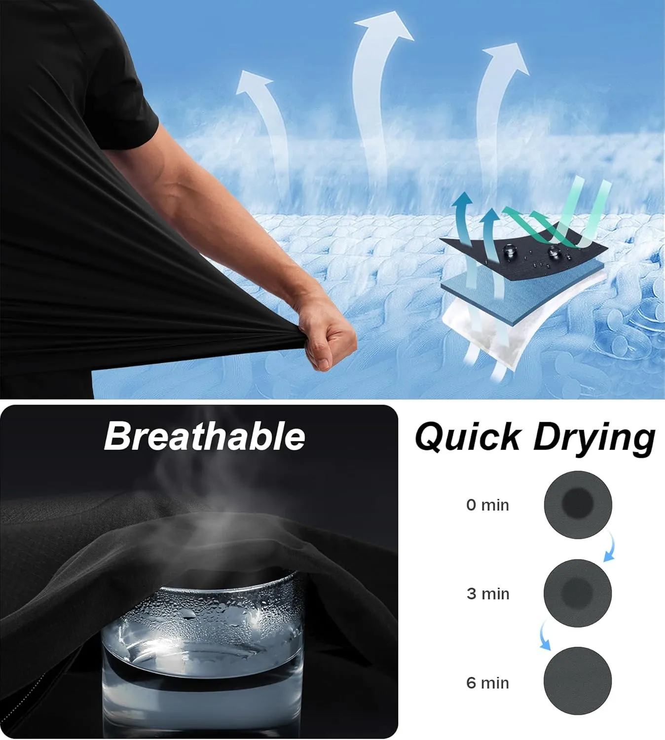 Fioboc Compression Shirts Active Crew Neck Tee Moisture Wicking Quick Dry Gym Running Shirts S-4XL