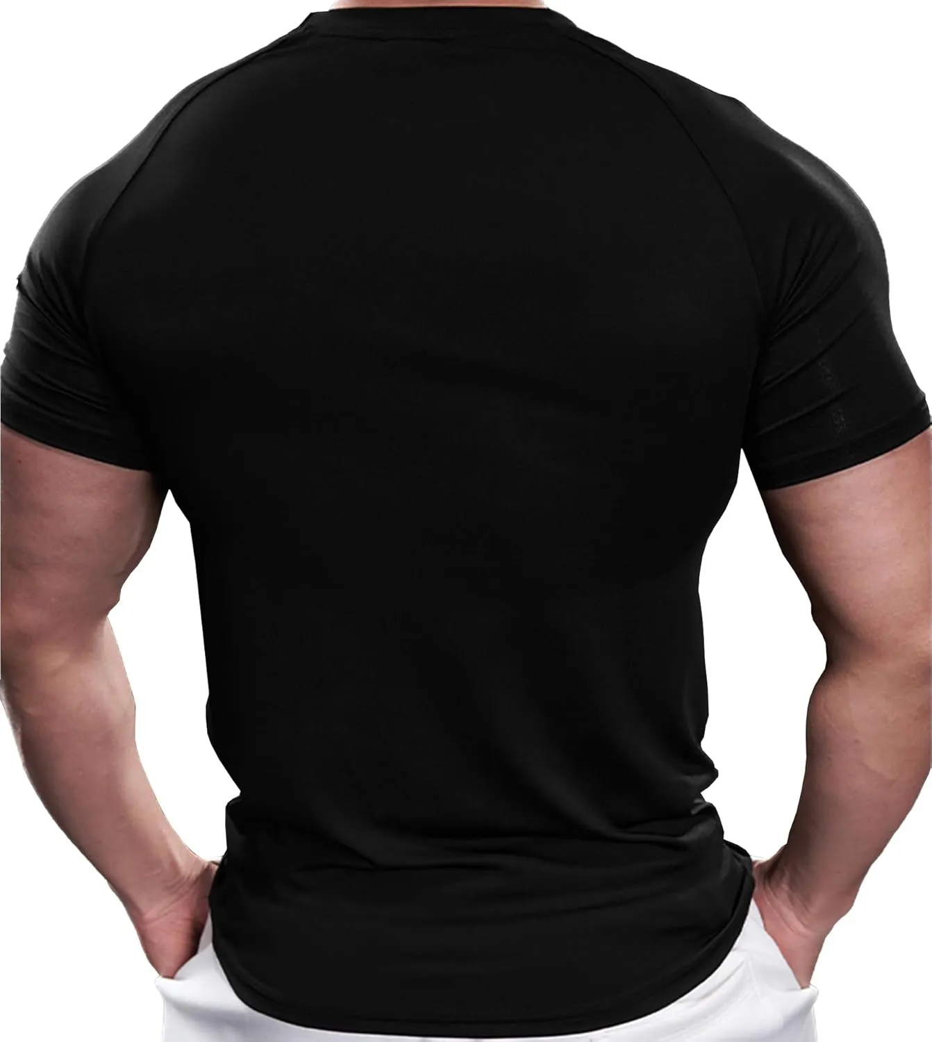 Fioboc Compression Shirts Active Crew Neck Tee Moisture Wicking Quick Dry Gym Running Shirts S-4XL