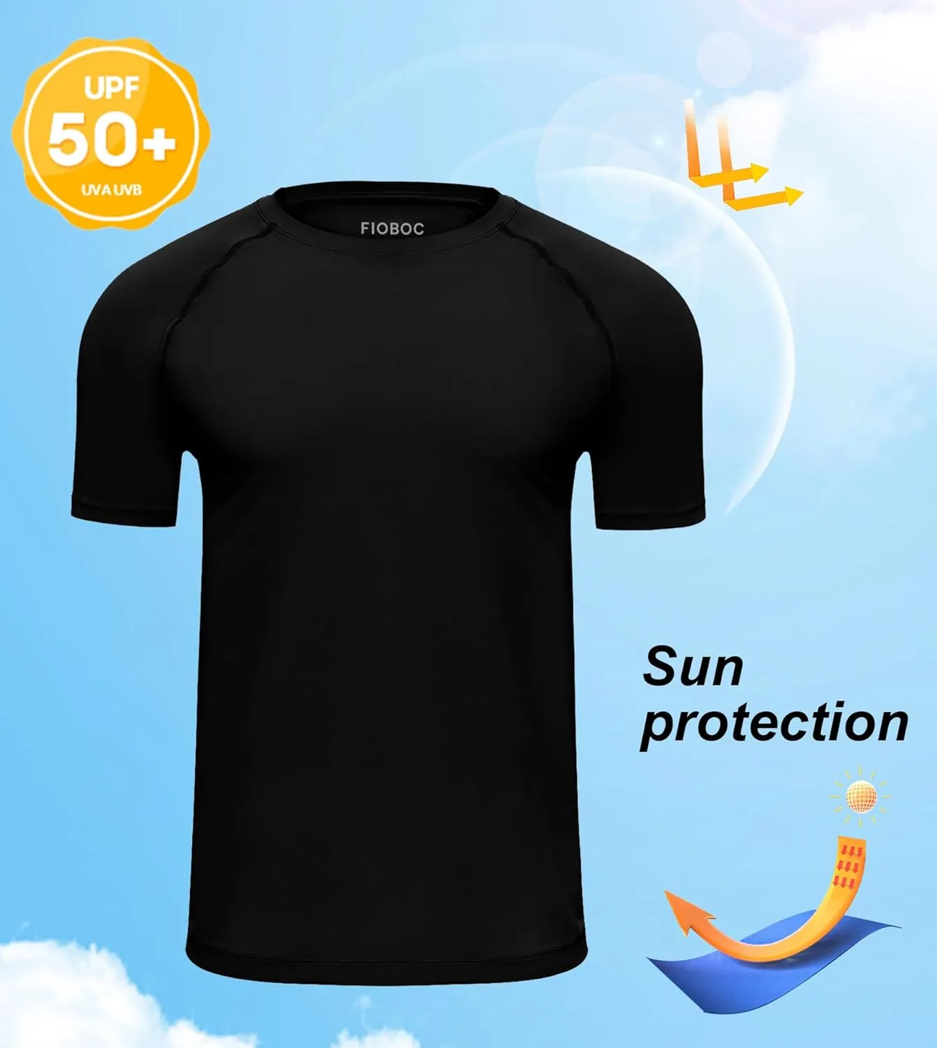 Fioboc Compression Shirts Active Crew Neck Tee Moisture Wicking Quick Dry Gym Running Shirts S-4XL