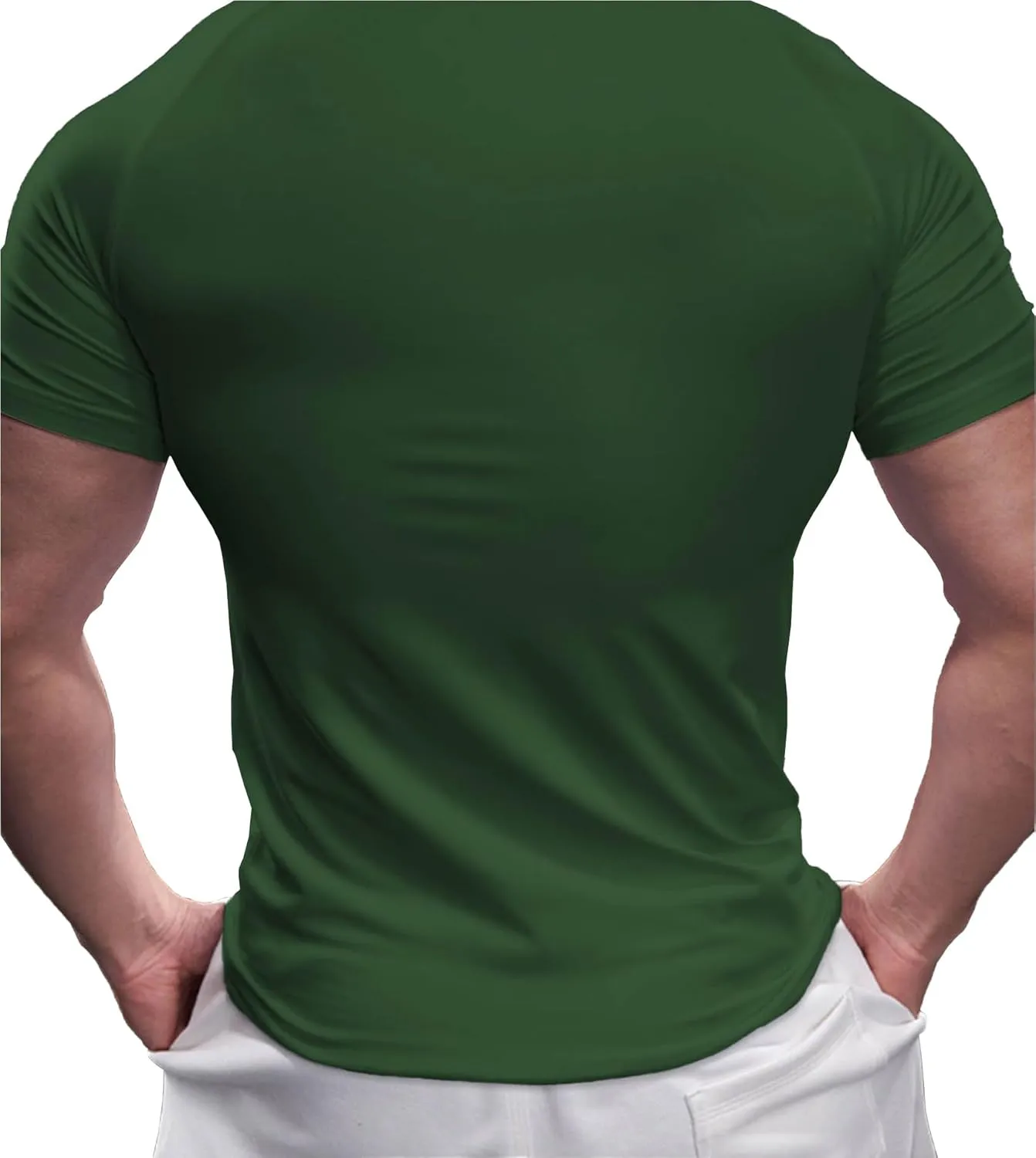 Fioboc Compression Shirts Active Crew Neck Tee Moisture Wicking Quick Dry Gym Running Shirts S-4XL