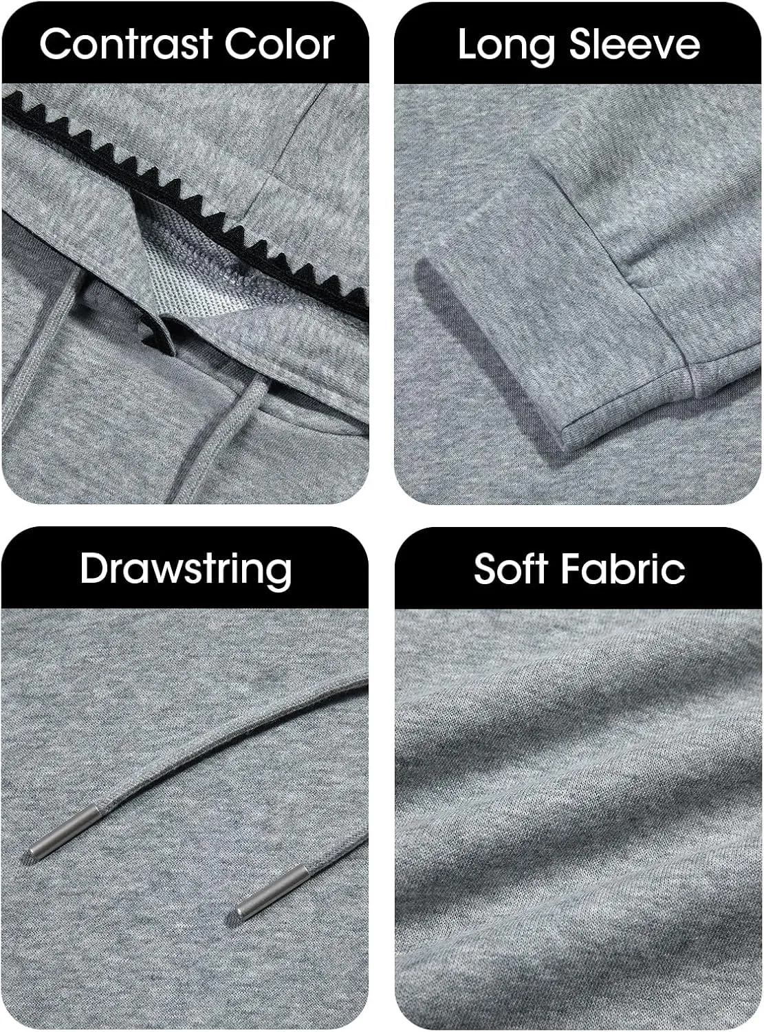 Fisoew Womens Oversized Long Sleeve Hoodies Casual Drawstring Contrast Color Sweatshirts Fall Pullovers