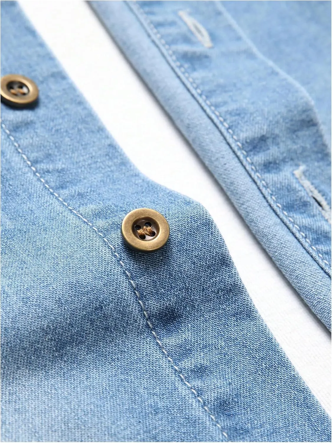 Floerns Men's Causal Ripped Button Front Dual Pocket Short Sleeve Denim Shirt Without Tee
