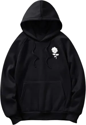 Floerns Men's Graphic Print Long Sleeve Drawstring Hoodie Pullover Sweatshirt