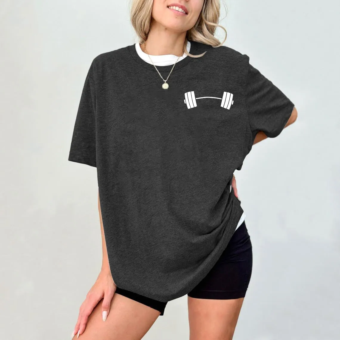 Funny Workout Shirts Women Oversized Gym Weightlifting Graphic Tshirt Everything Hurts and I'm Hungry Tee Tops