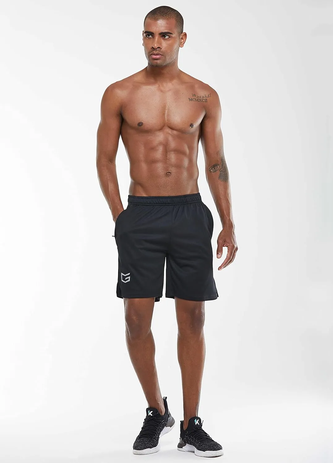 G Gradual Men's 2 Pack 7" Workout Running Shorts Quick Dry Lightweight Gym Shorts with Zip Pockets