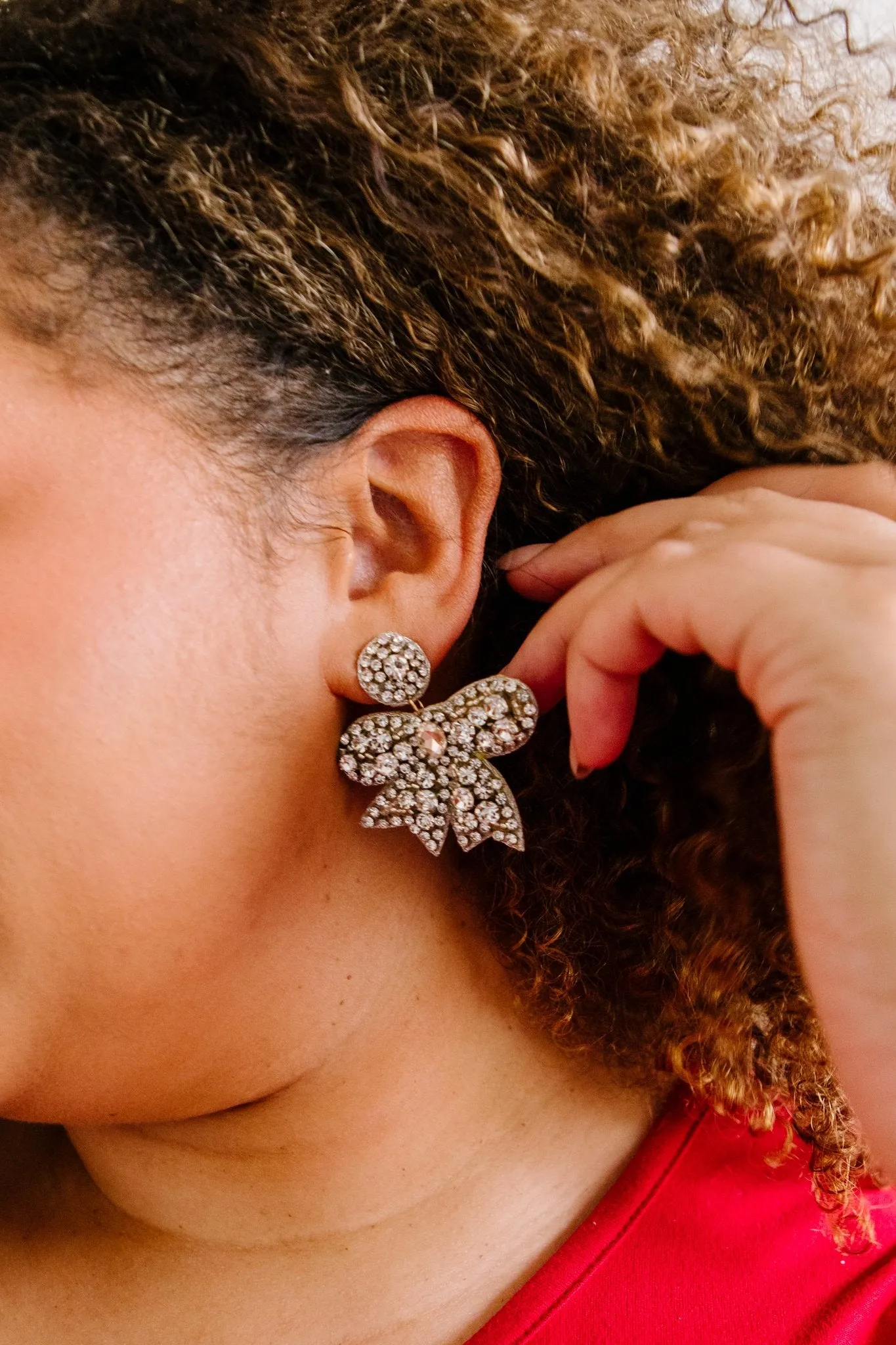 Glistening Silver Bows Earrings