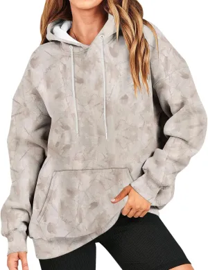 GOFULY Camo Hoodie Womens Fall Oversized Sweatshirt Maple Leaf Print Drawstring Trendy Camo Shirt Clothes With Pockets