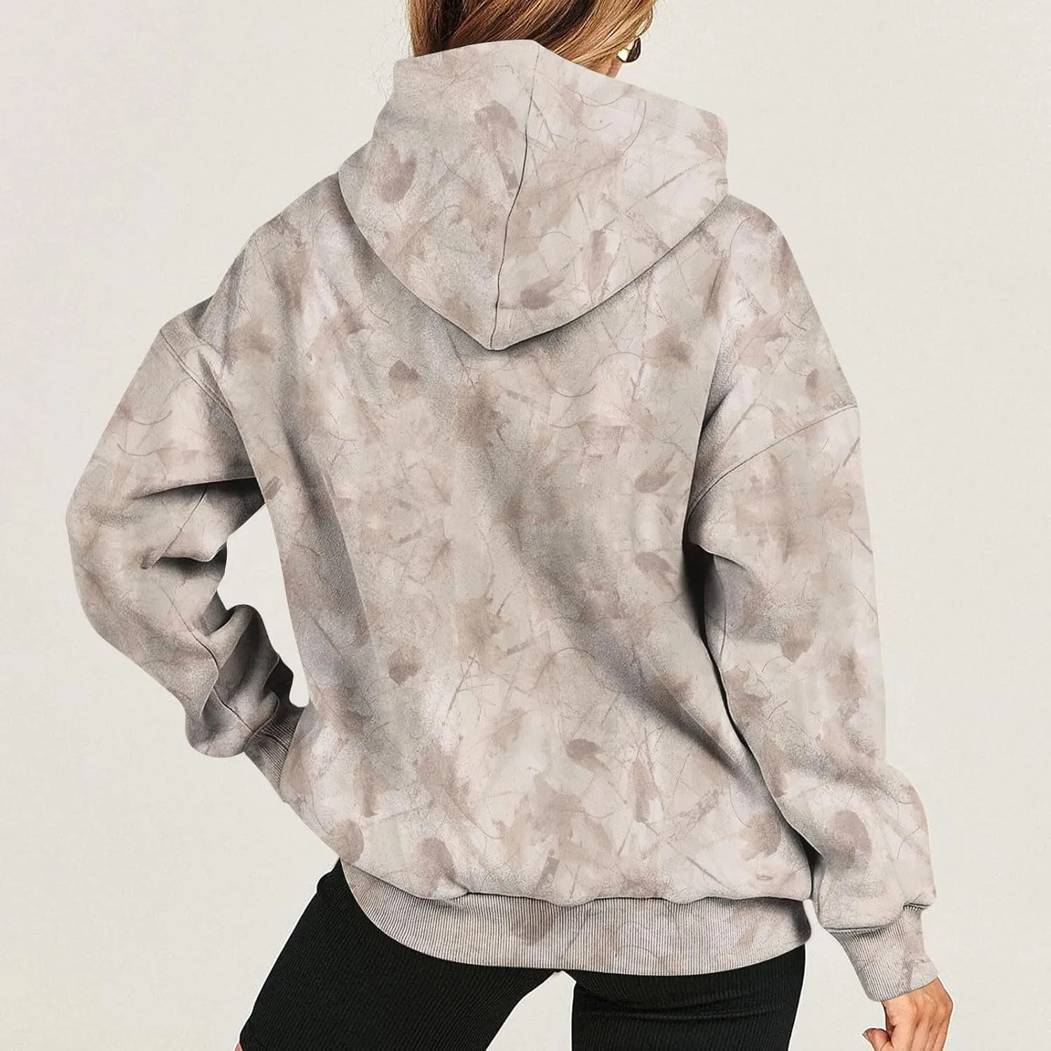 GOFULY Camo Hoodie Womens Fall Oversized Sweatshirt Maple Leaf Print Drawstring Trendy Camo Shirt Clothes With Pockets