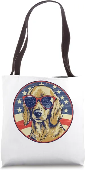 Golden Retriever t Golden Retriever Gift USA American Flag Tote Bag
