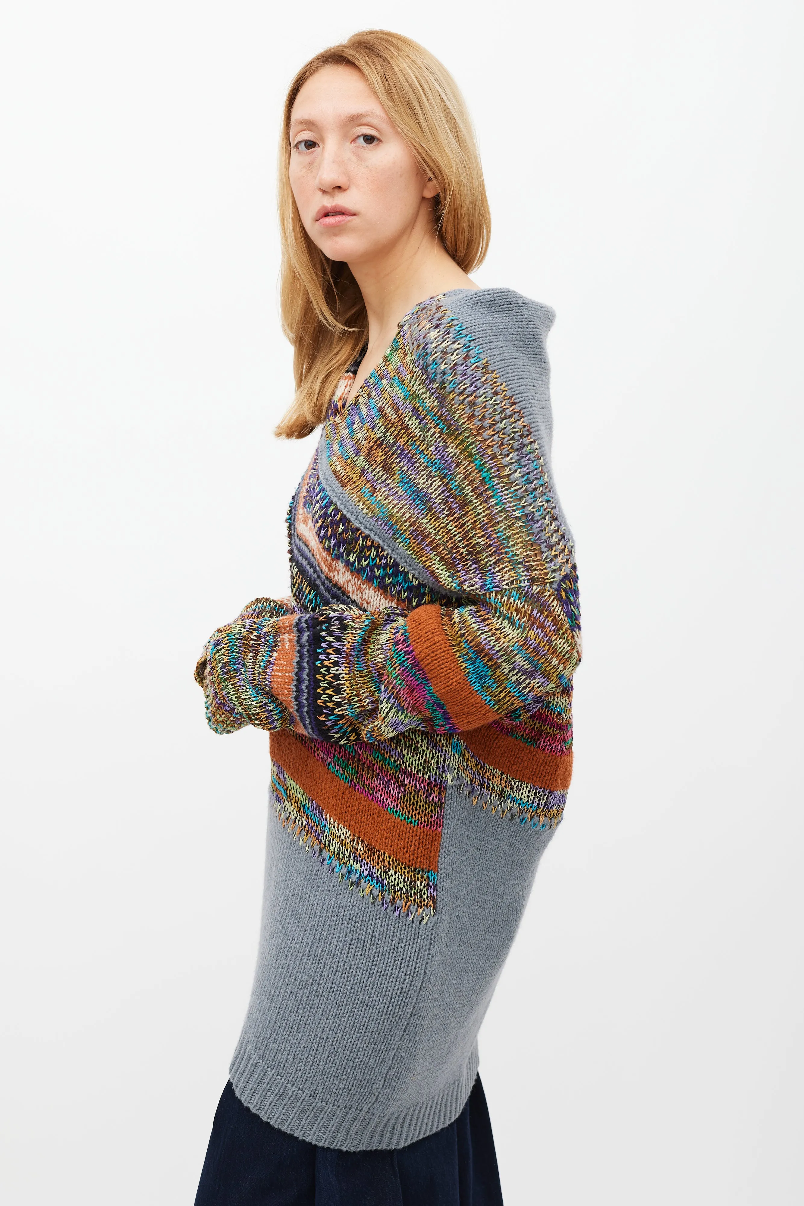 Grey & Multicolour Knit Sweater