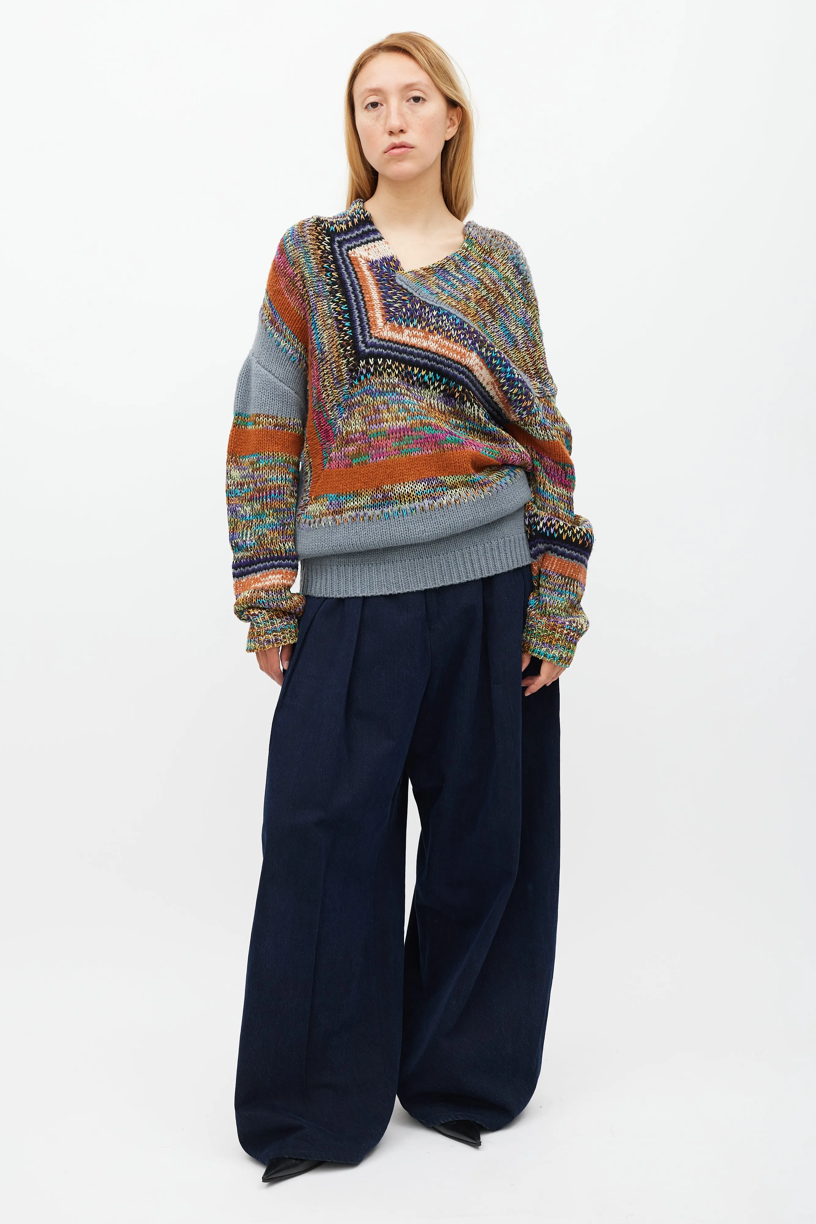 Grey & Multicolour Knit Sweater