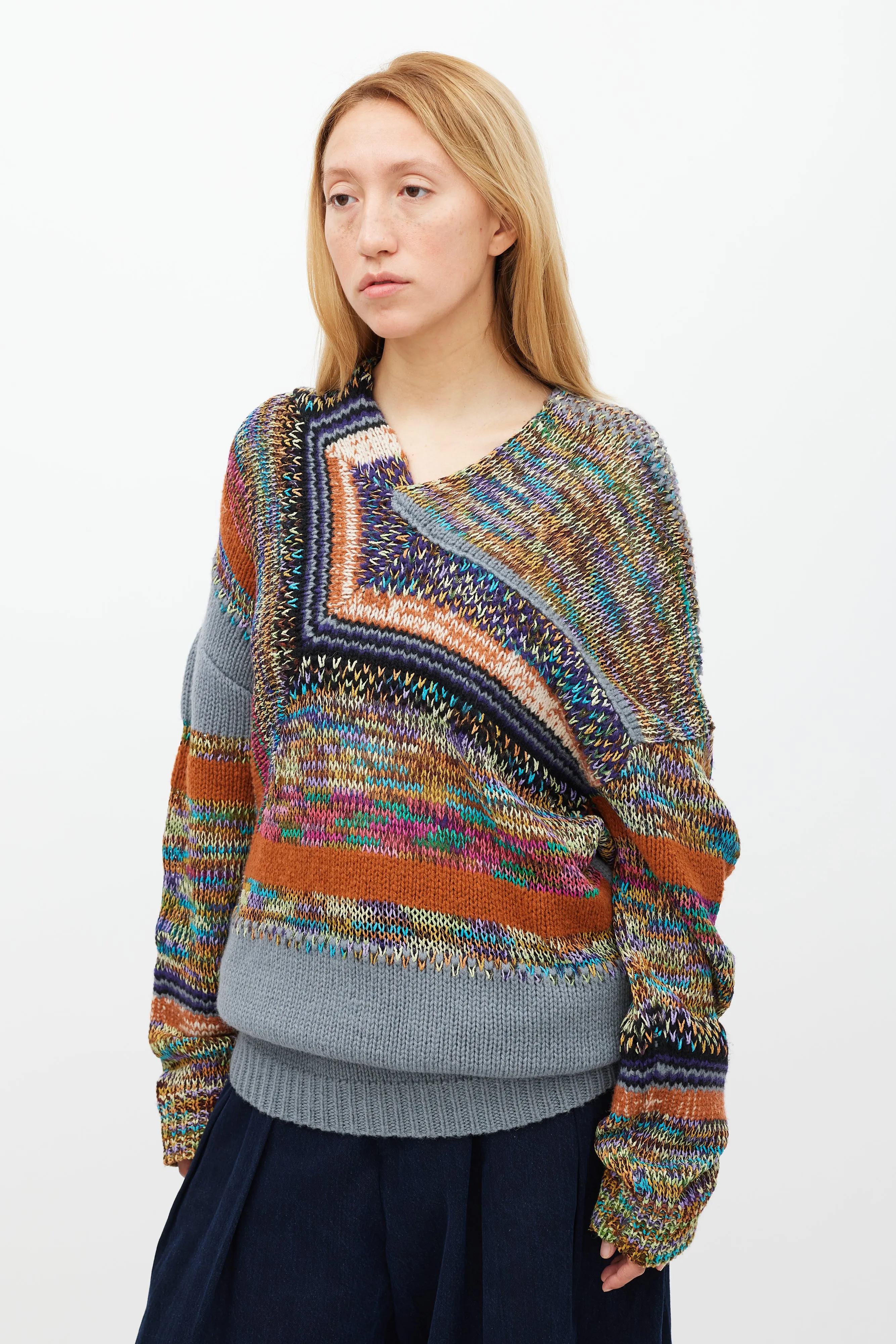 Grey & Multicolour Knit Sweater
