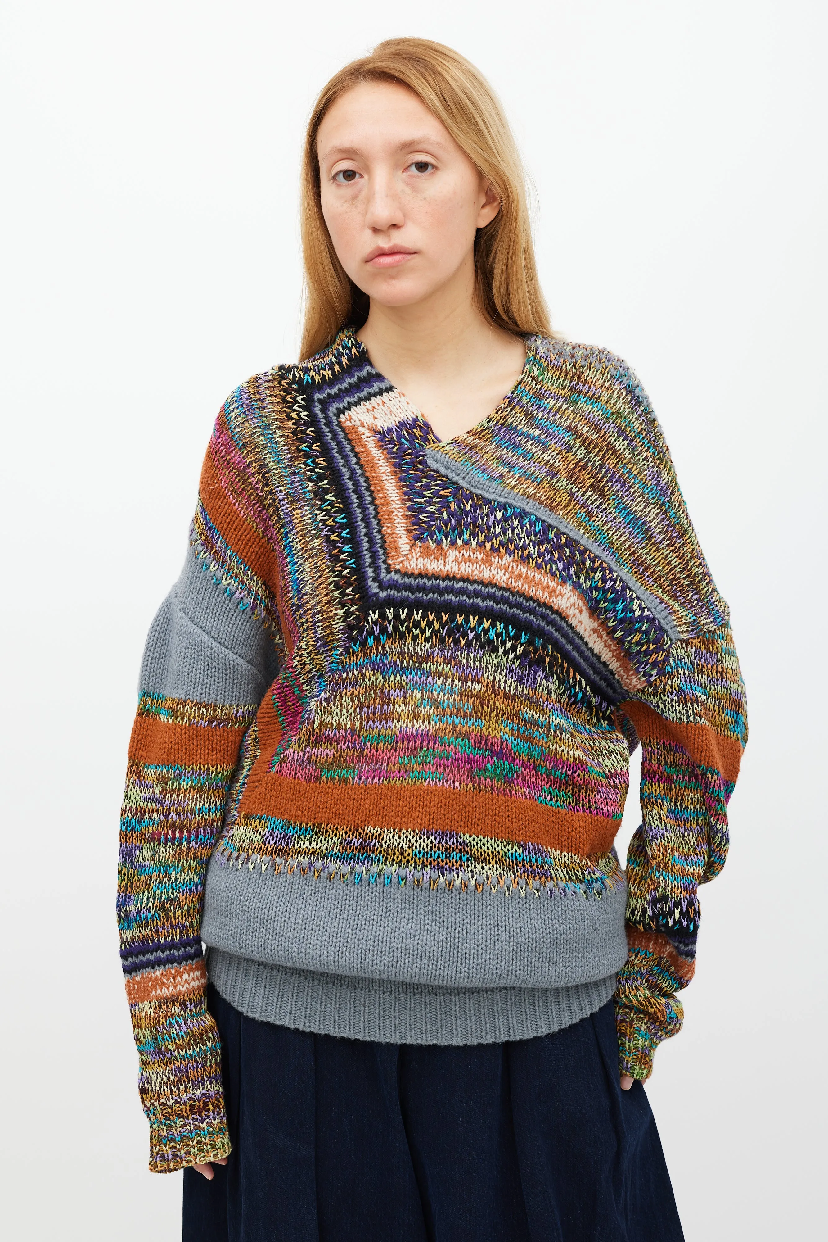 Grey & Multicolour Knit Sweater