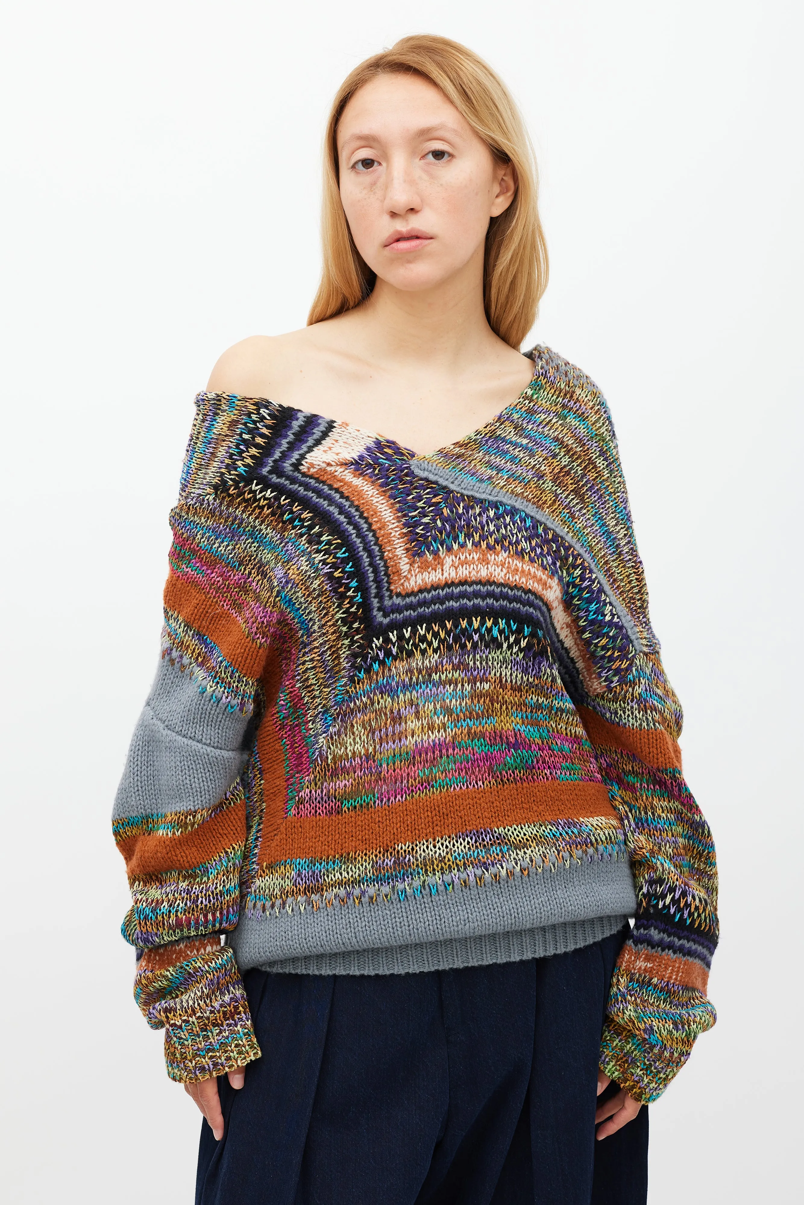 Grey & Multicolour Knit Sweater