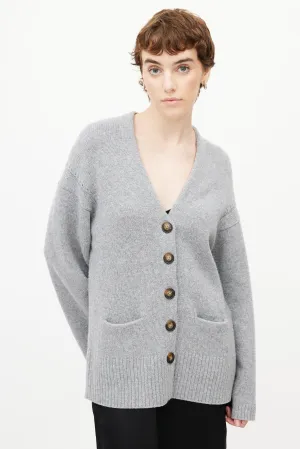 Grey Wool Knit Cardigan