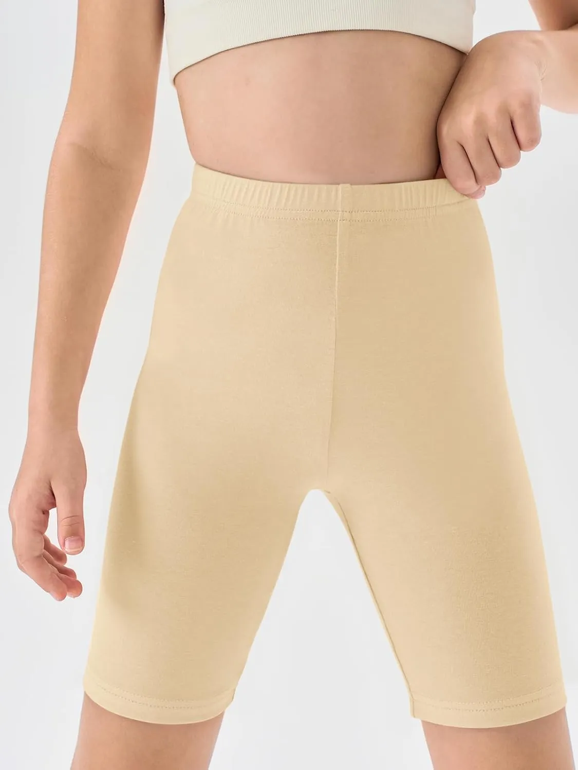 Haloumoning Girls Bike Shorts Kids Athletic Volleyball Shorts Comfy Under Dress Dance Short Leggings 5-14 Years