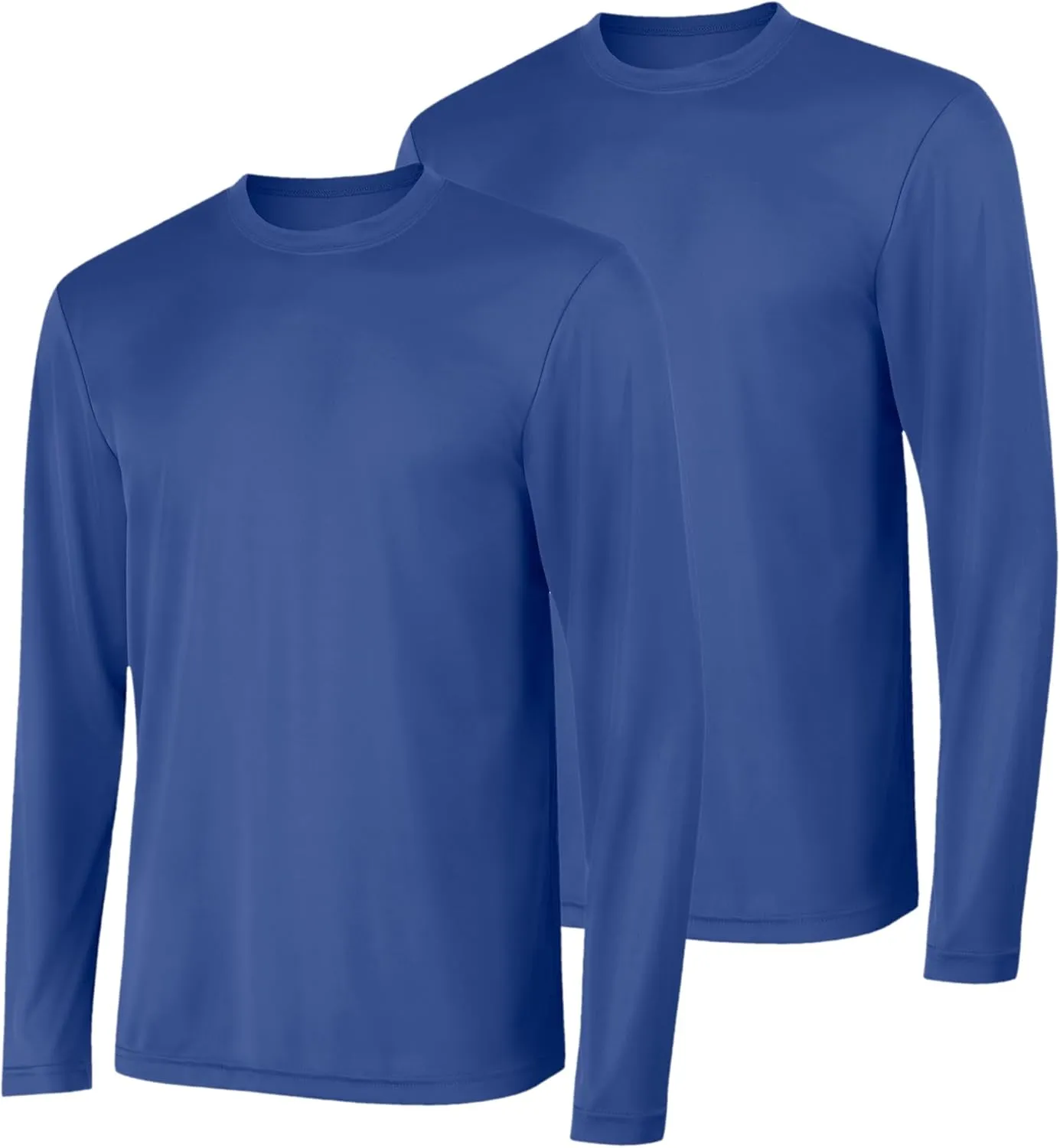 Hanes Men's Long Sleeve Cool Dri T-Shirt UPF 50 , XX-Large, 2 Pack ,Deep Royal