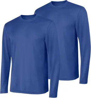 Hanes Men's Long Sleeve Cool Dri T-Shirt UPF 50 , XX-Large, 2 Pack ,Deep Royal
