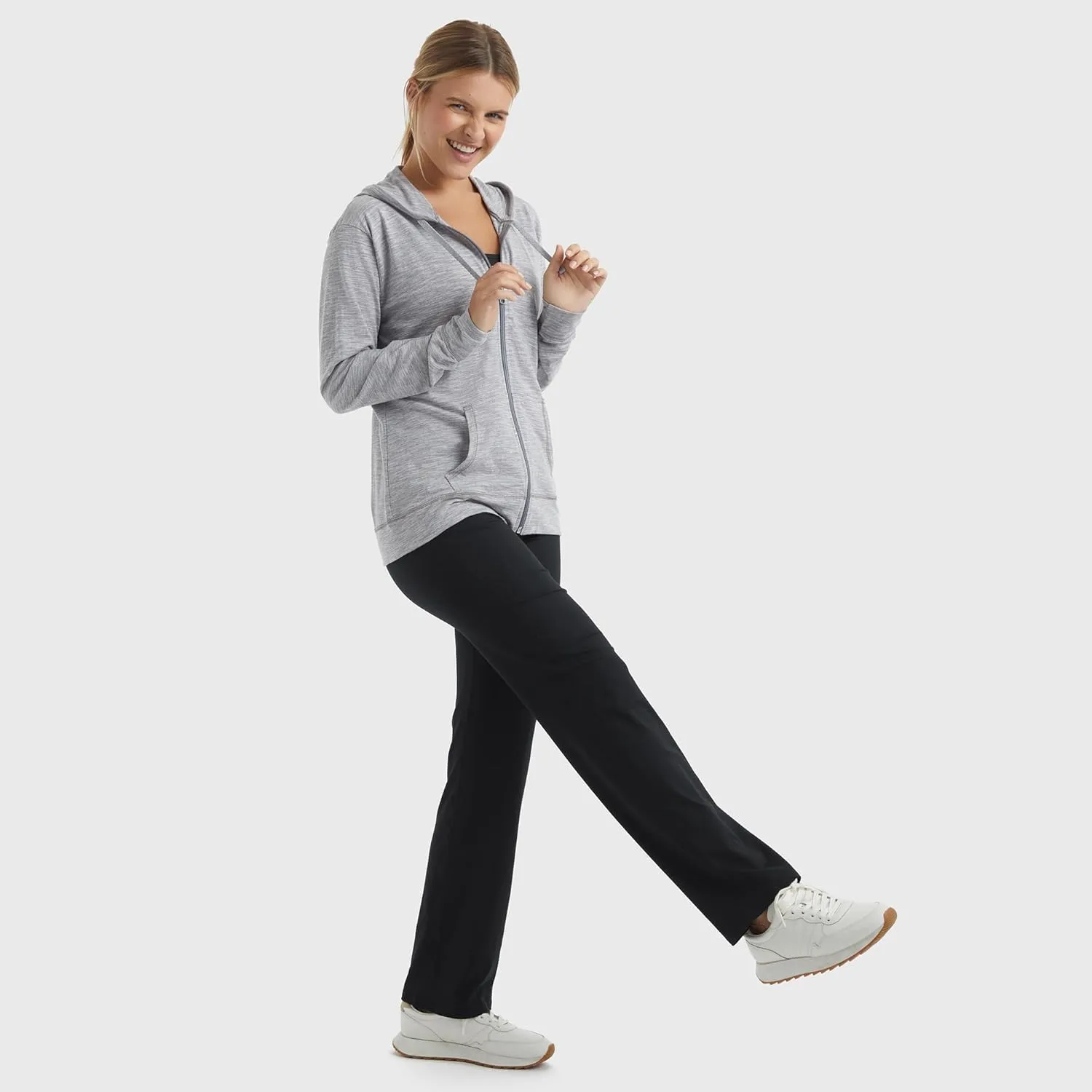 Hanes Womens Slub Knit Full-Zip Hoodie, Textured Cotton Zip-Up T-Shirt Hoodie for Women