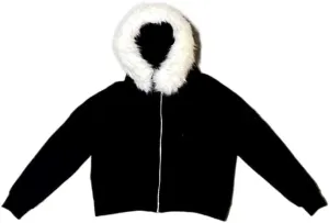 heyheyshine Men's Zip Up Hoodie Fur Hooded Jacket Y2k Emo Grunge 2000s Clothes Grunge Hoodie Warm Winter Coat for Men