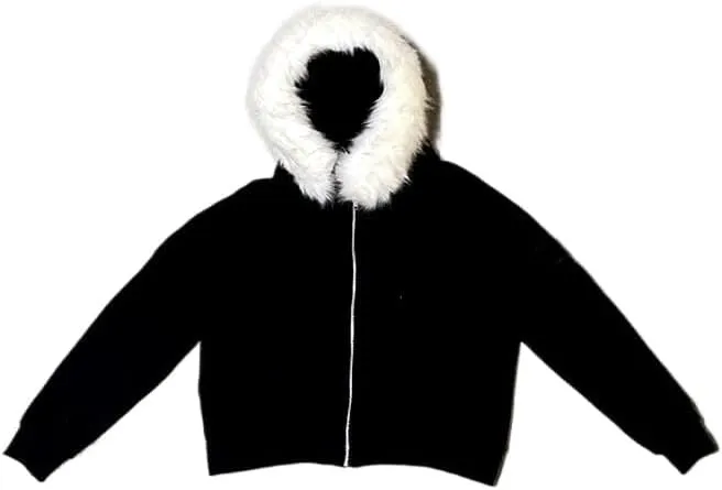 heyheyshine Men's Zip Up Hoodie Fur Hooded Jacket Y2k Emo Grunge 2000s Clothes Grunge Hoodie Warm Winter Coat for Men