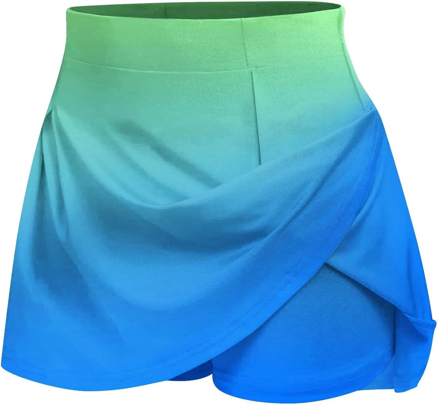 HGps8w Women High Waisted Tennis Skirts Gradient Athletic Stretchy Tummy Control Flowy Golf Skorts Skirts with Pockets Shorts