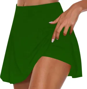 HGps8w Women's Tennis Skirt with Built-in Shorts Stretchy High Waisted Flowy Athletic Golf Skorts Skirts for Sports Running