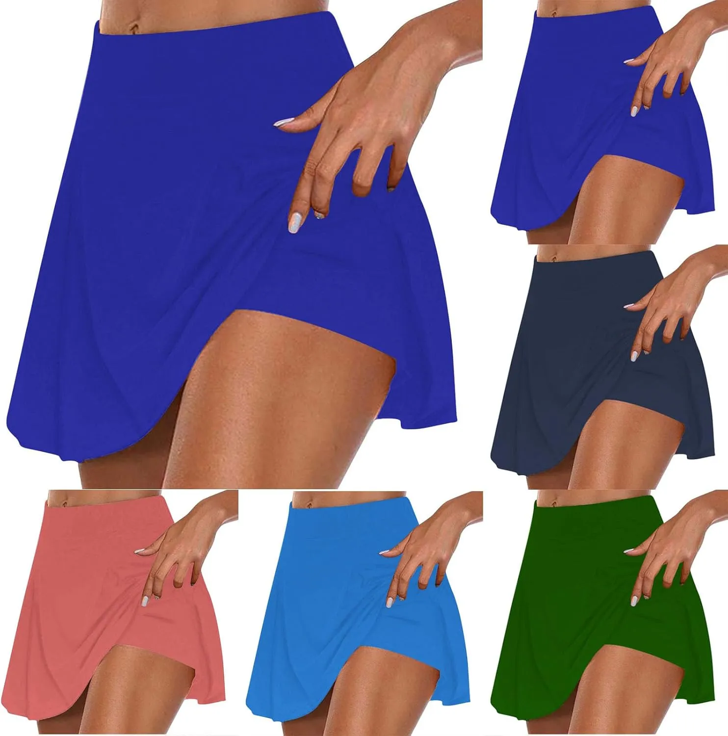 HGps8w Women's Tennis Skirt with Built-in Shorts Stretchy High Waisted Flowy Athletic Golf Skorts Skirts for Sports Running