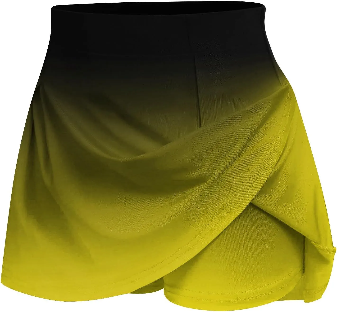 HGps8w Women's Tennis Skirt with Built-in Shorts Stretchy High Waisted Gradient Flowy Athletic Running Golf Skorts Skirts