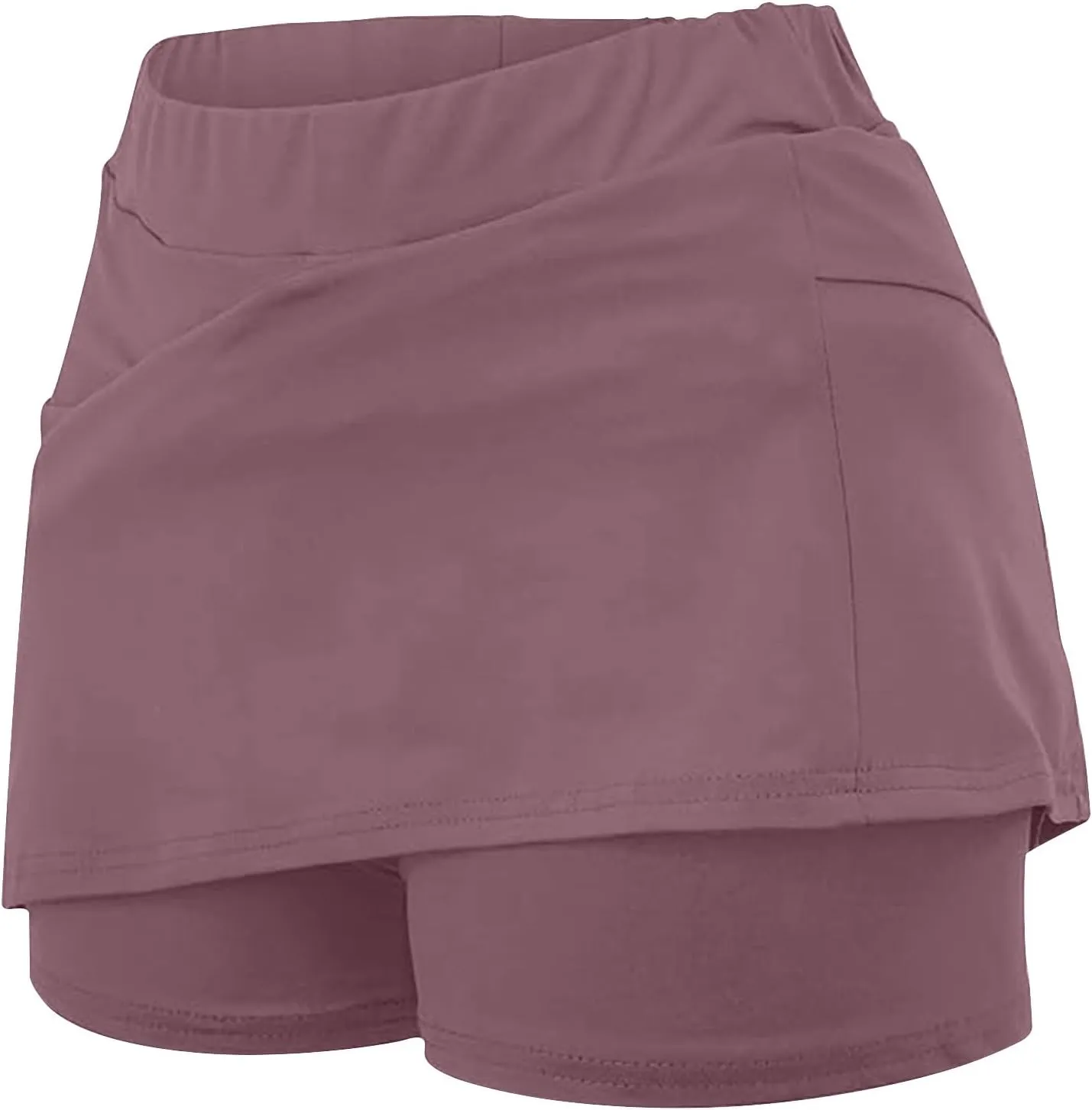HGps8w Women's Tennis Skirt with Bulit in Shorts, Solid Color Casual Workout Running Golf Athletic Activewear Skorts