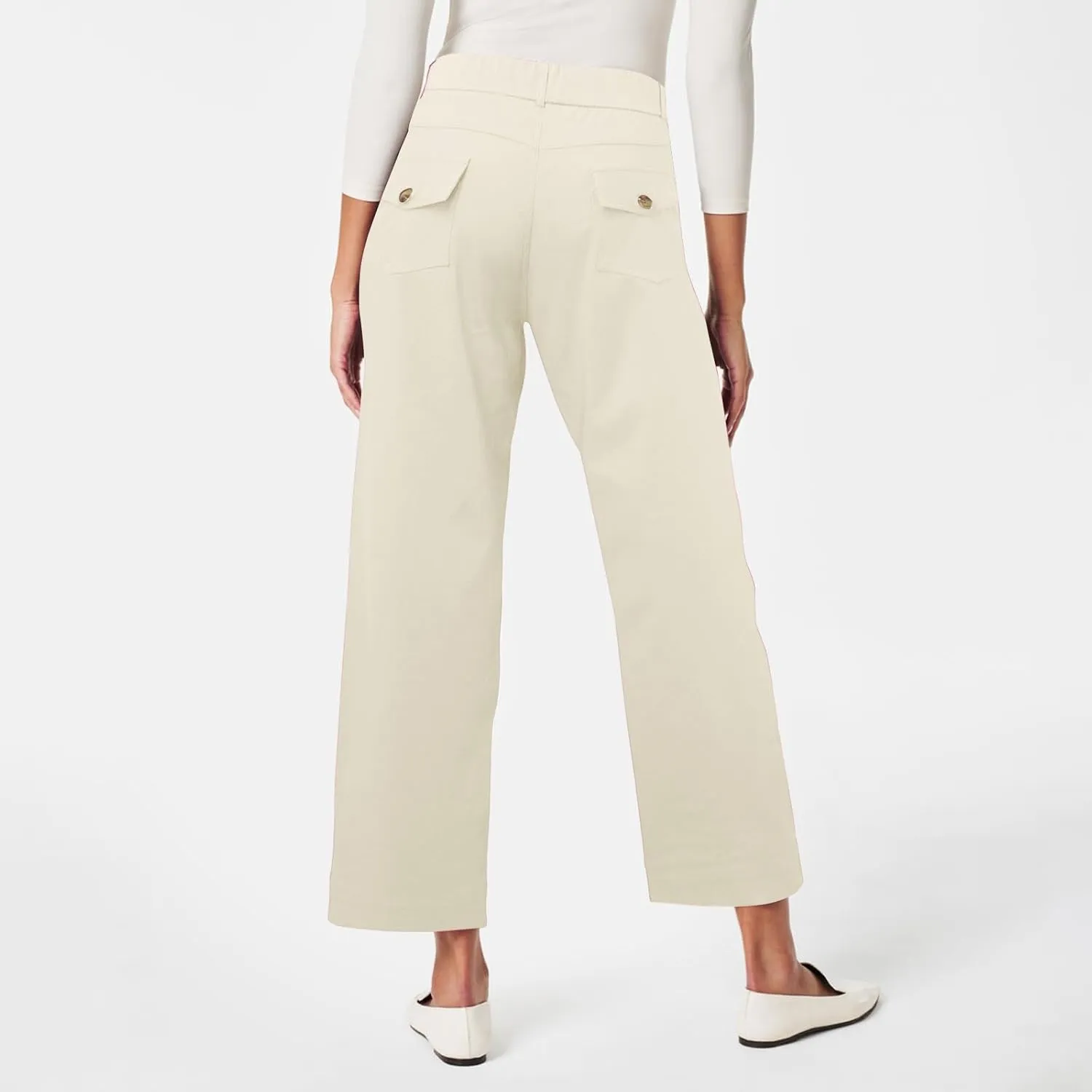 High Waisted Work Pants for Women Winter Convertible Business Sweatpants with Pockets Wide Leg Flare Leggings