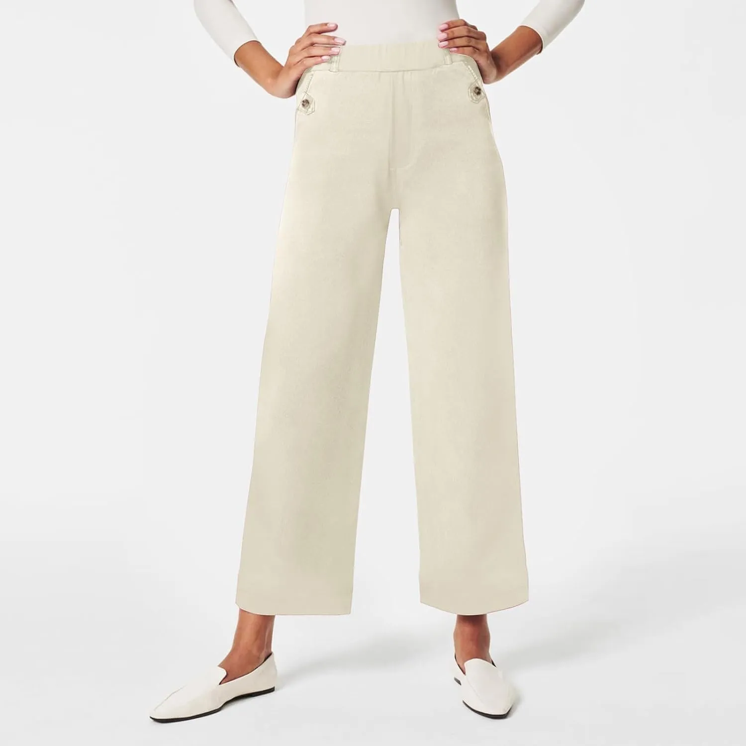 High Waisted Work Pants for Women Winter Convertible Business Sweatpants with Pockets Wide Leg Flare Leggings