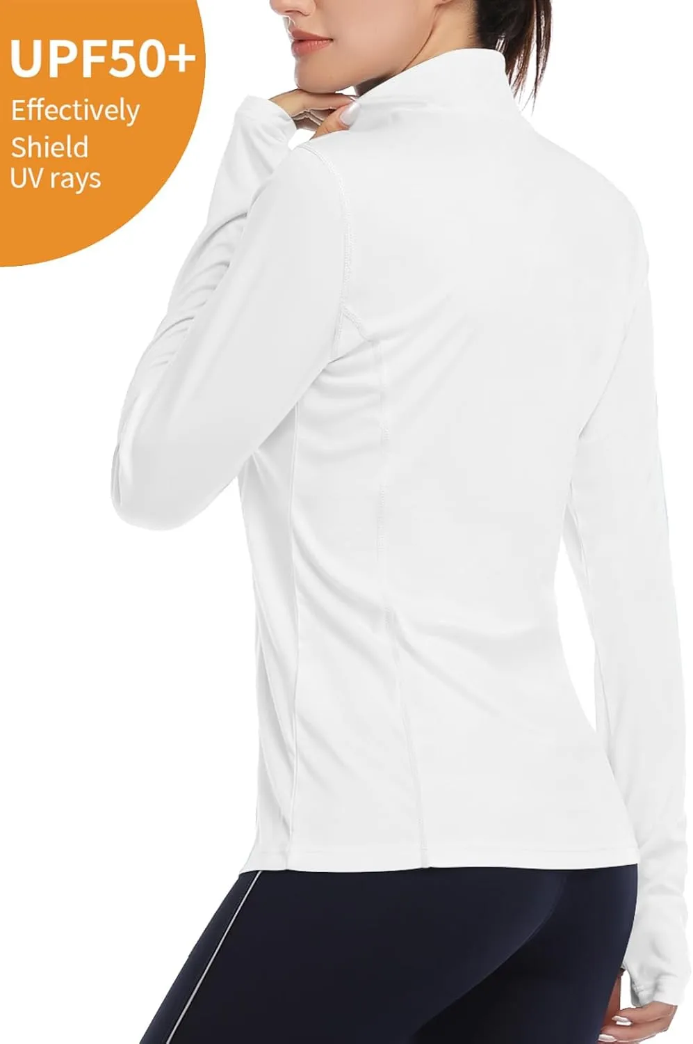 HISKYWIN Womens UPF 50  Sun Protection Tops Long Sleeve Half-Zip Thumb Hole Outdoor Workout Shirt