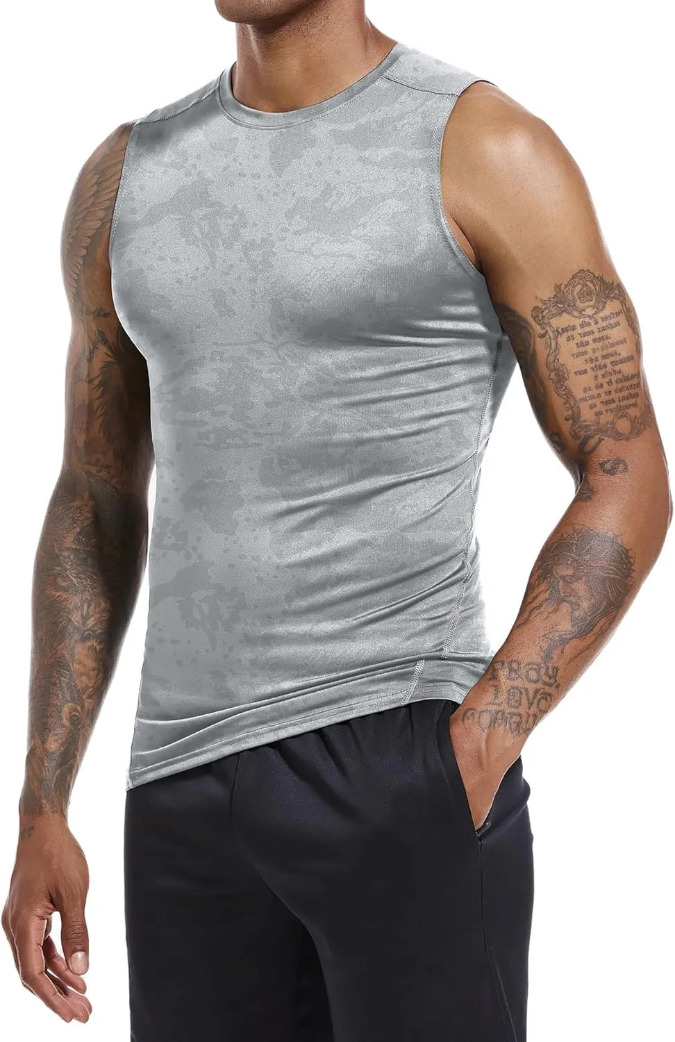 Holure Men's 5 Pack Compression Tank Tops Athletic Muscle Tee Fitness Bodybuilding Sleeveless T-Shirt