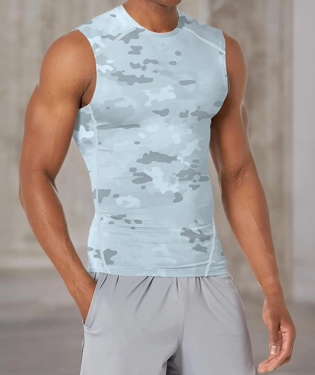 Holure Men's 5 Pack Compression Tank Tops Athletic Muscle Tee Fitness Bodybuilding Sleeveless T-Shirt