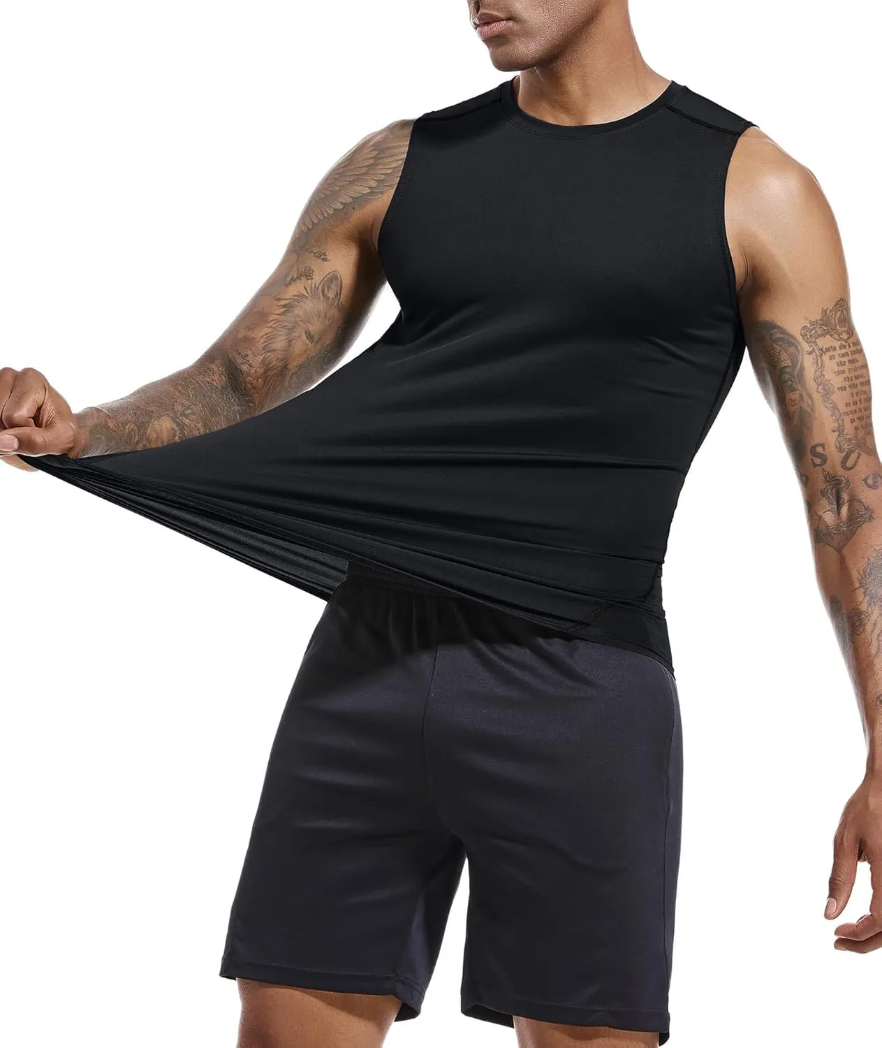 Holure Men's 5 Pack Compression Tank Tops Athletic Muscle Tee Fitness Bodybuilding Sleeveless T-Shirt