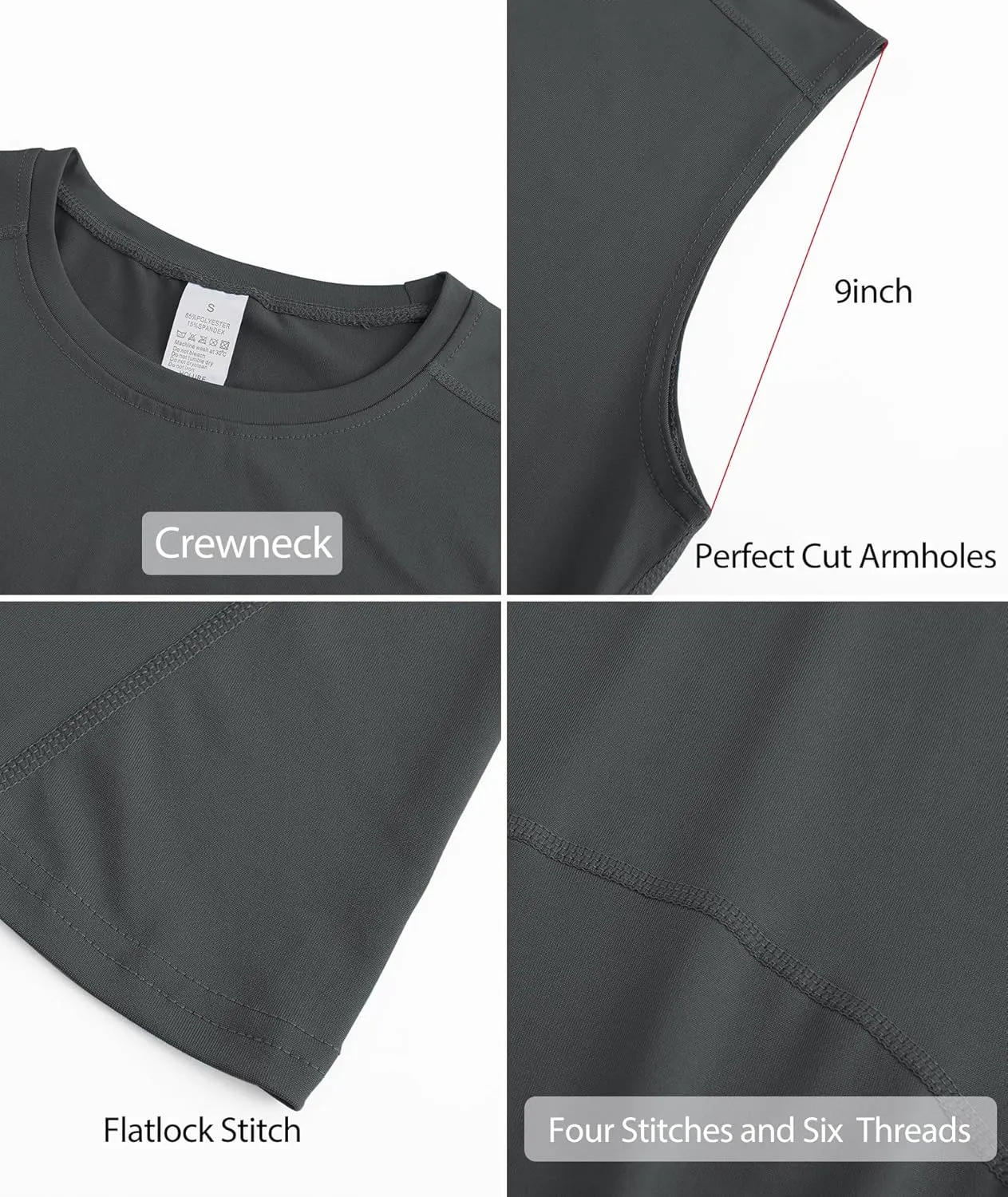 Holure Men's 5 Pack Compression Tank Tops Athletic Muscle Tee Fitness Bodybuilding Sleeveless T-Shirt