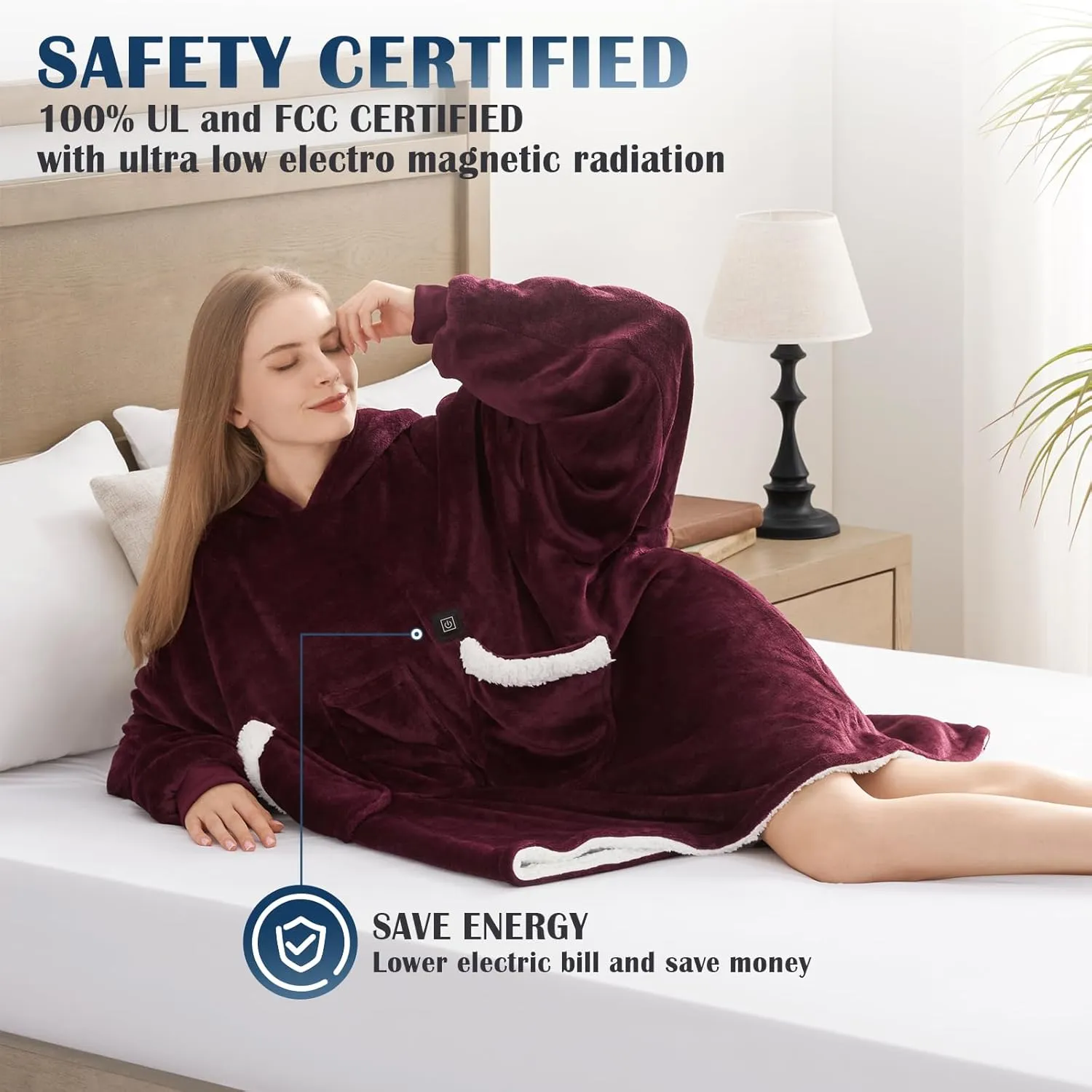 Homemate Heated Wearable Blanket - Oversized Blanket for Women & Men - Warm Hoodie