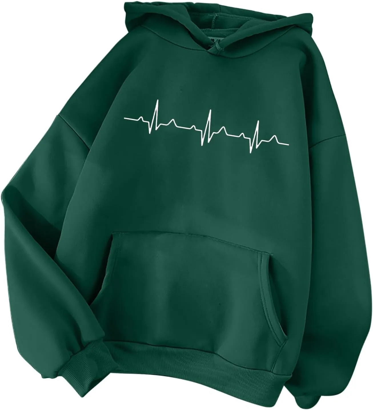 Hooded Sweatshirts for Women Cute Heart Print Hoodies Funny Graphic Long Sleeve Pullover Tops With Pockets