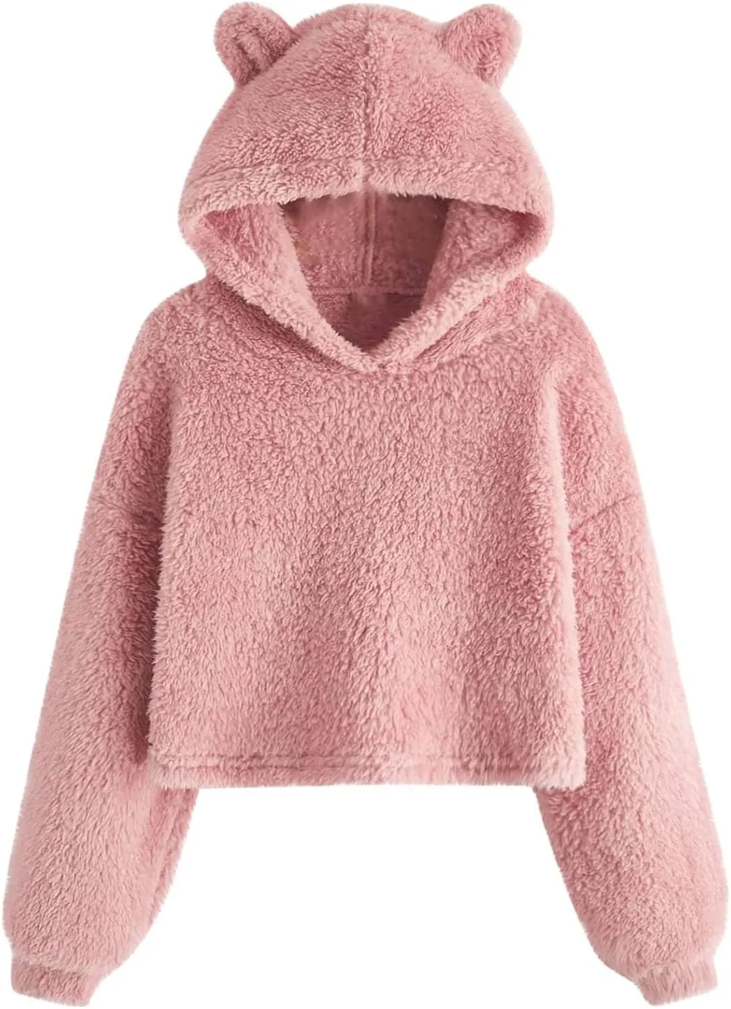 Hoodies for Teen Girls Sherpa Fleece Hooded Sweatshirts Oversized Long Sleeve Pullover Cute Clothes Tops 7-12 Years